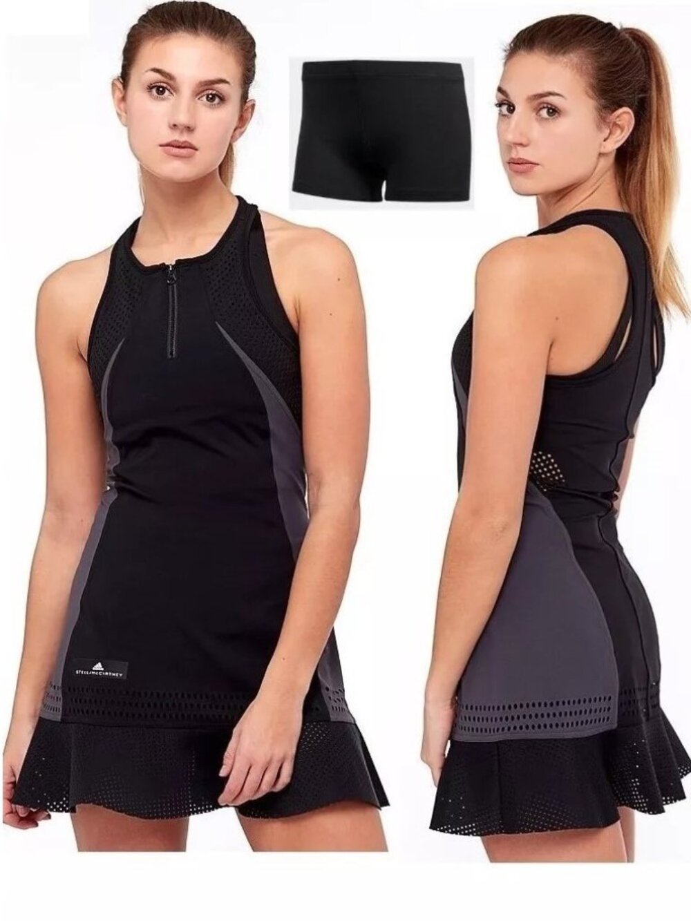 Nwt Adidas Stella McCartney Tennis Dress w/ BRA + SHORTS w/ ZIPPER skirt XS